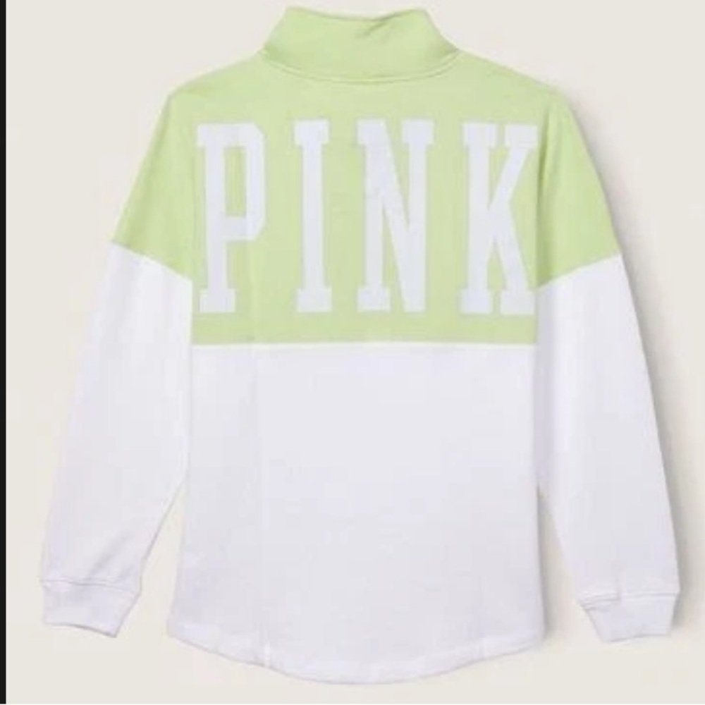 VICTORIA'S SECRET PINK VARSITY HALF ZIP CREW PULLOVER SWEATSHIRT SIZE M